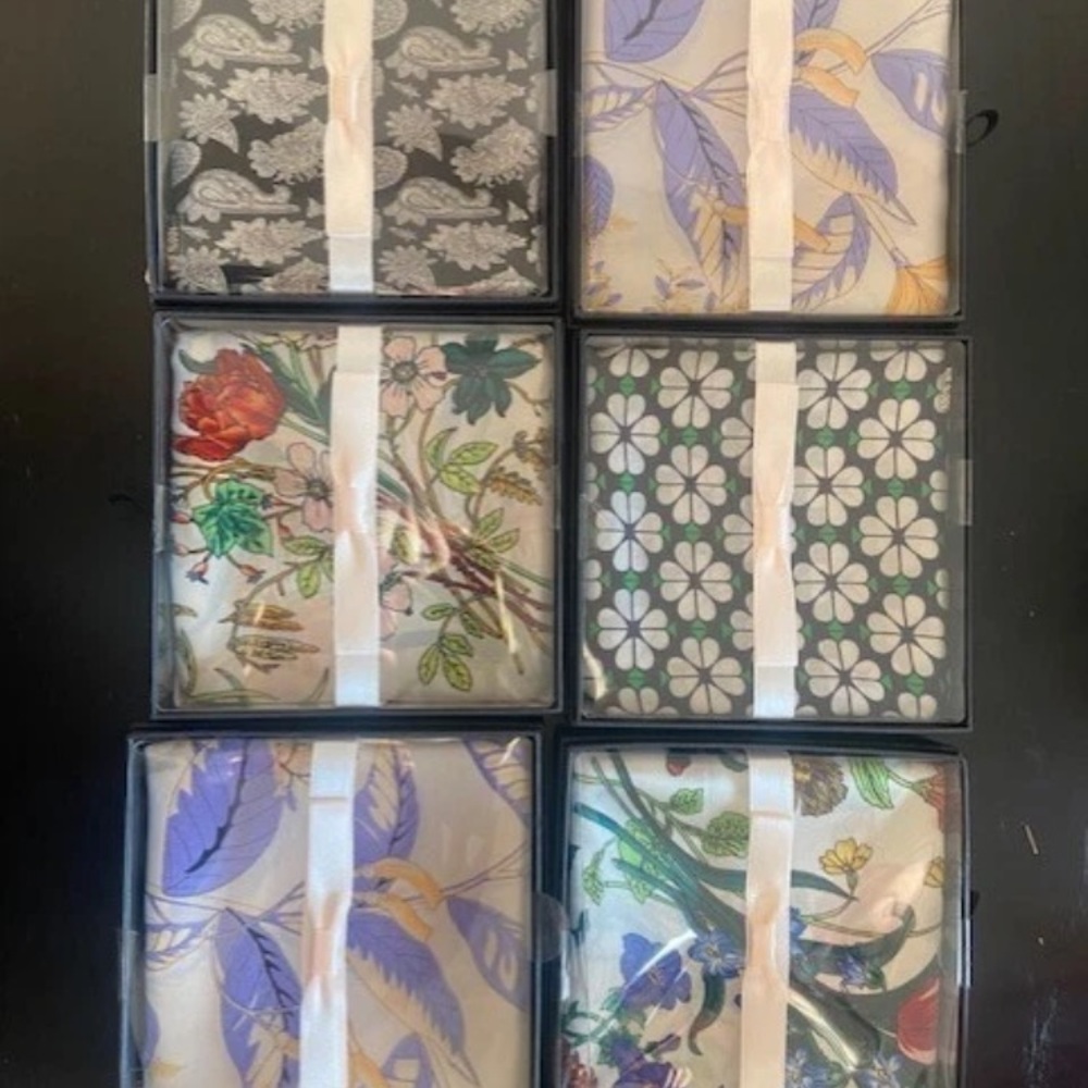 12 100% silk Ava & Aiden Floral and Leaf Pattern Scarves boxed